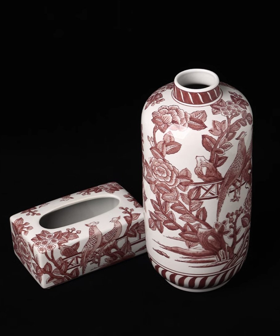 ‘Blessings and Prosperity’ Ceramic Tissue Box - Mulantique