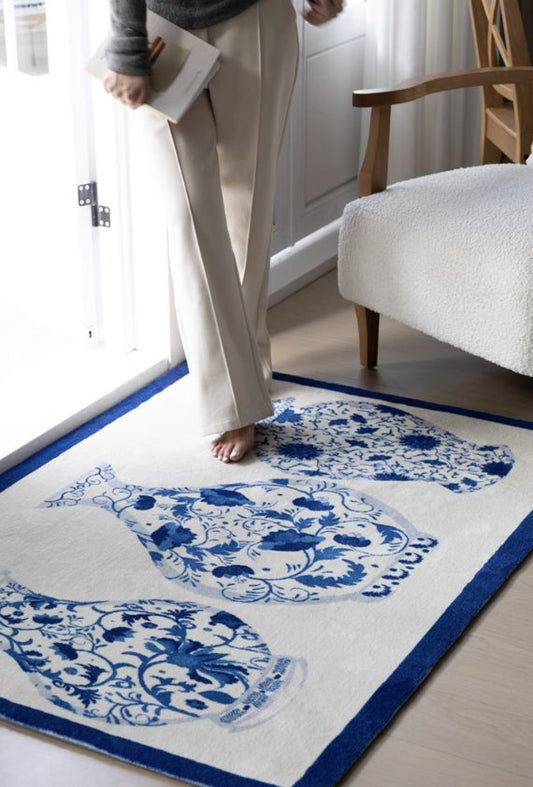 Blue Floral Blessings Small Area Rug - Mulantique