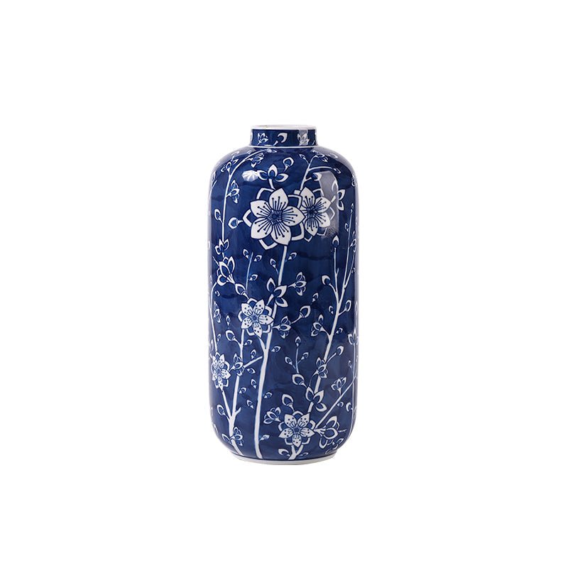 Five Blessings ‘Peach’ Blue and White Porcelain Vase - Mulantique