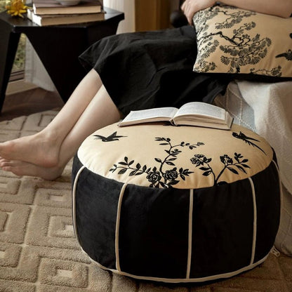 Floral Low Stool Pouf - Mulantique