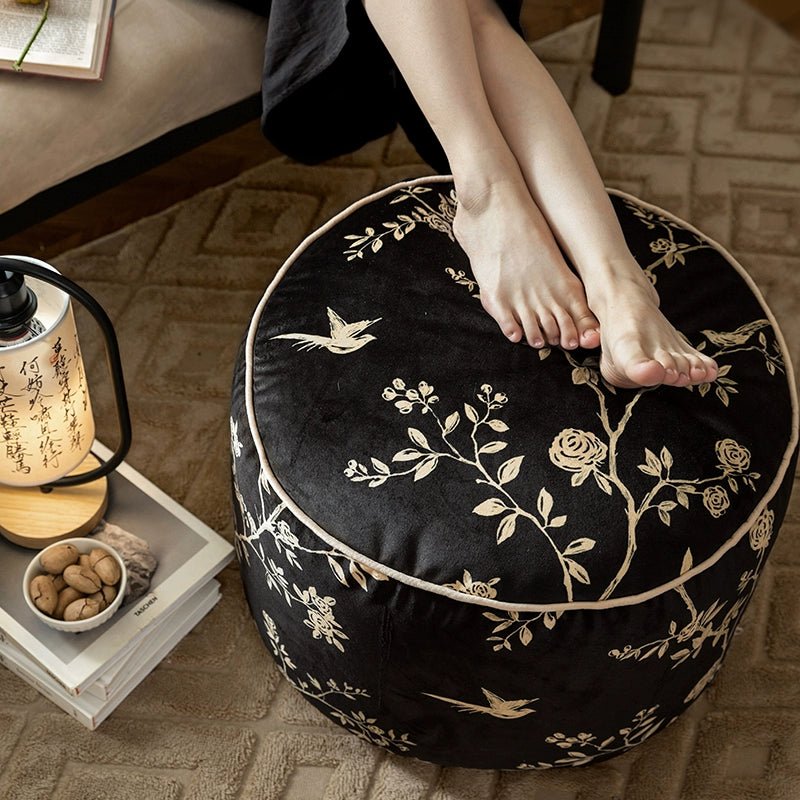 Floral Low Stool Pouf - Mulantique