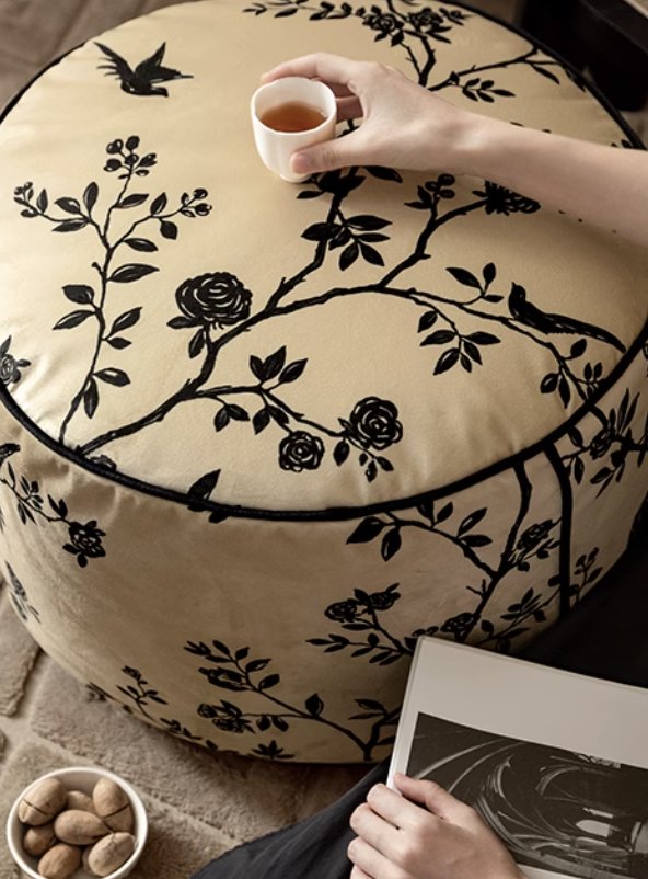 Floral Low Stool Pouf - Mulantique