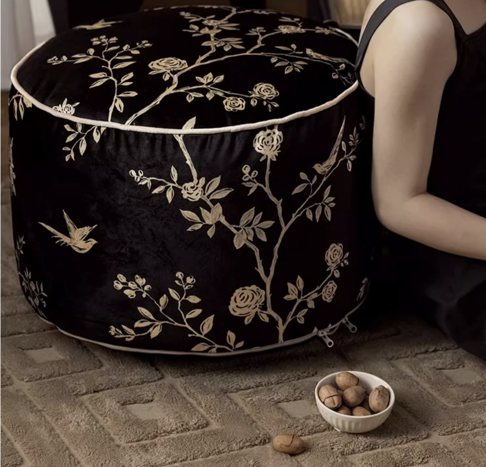 Floral Low Stool Pouf - Mulantique