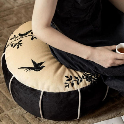 Floral Low Stool Pouf - Mulantique