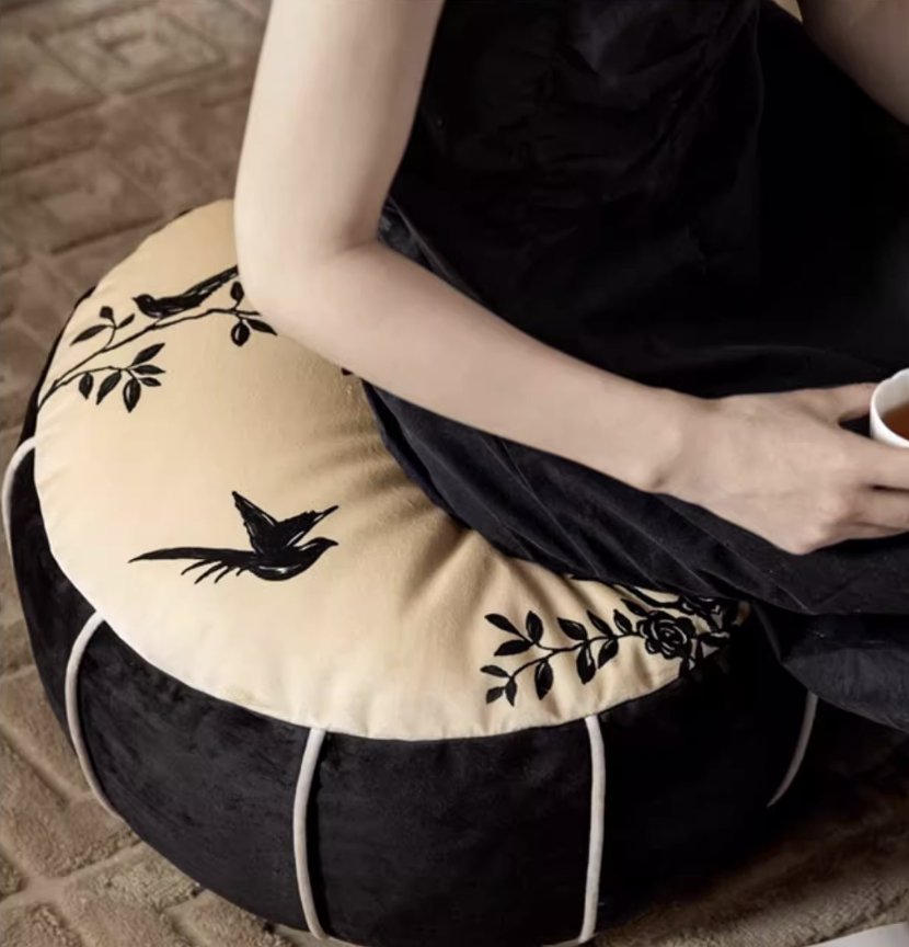 Floral Low Stool Pouf - Mulantique