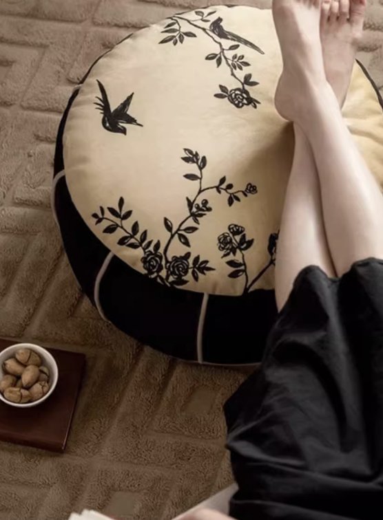 Floral Low Stool Pouf - Mulantique