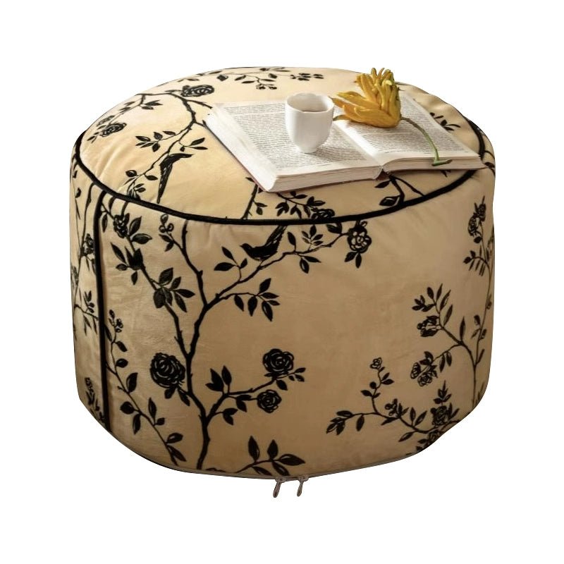 Floral Low Stool Pouf - Mulantique