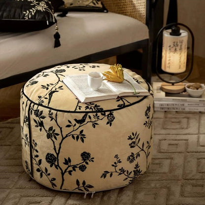 Floral Low Stool Pouf - Mulantique