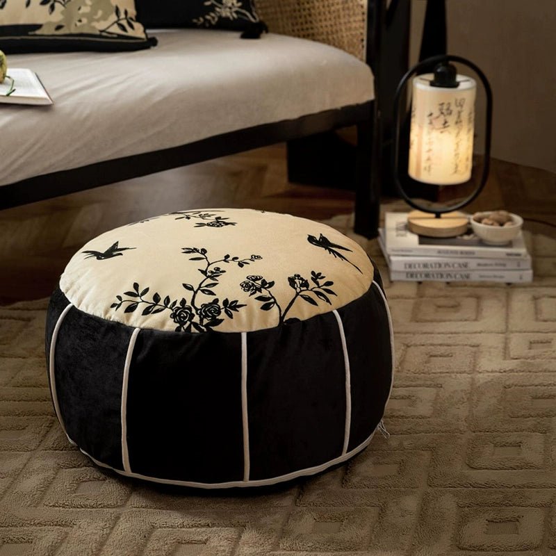 Floral Low Stool Pouf - Mulantique