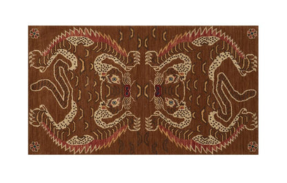 Heart of a Tiger Vintage Ethnic - Style Pure Wool Rug - Mulantique