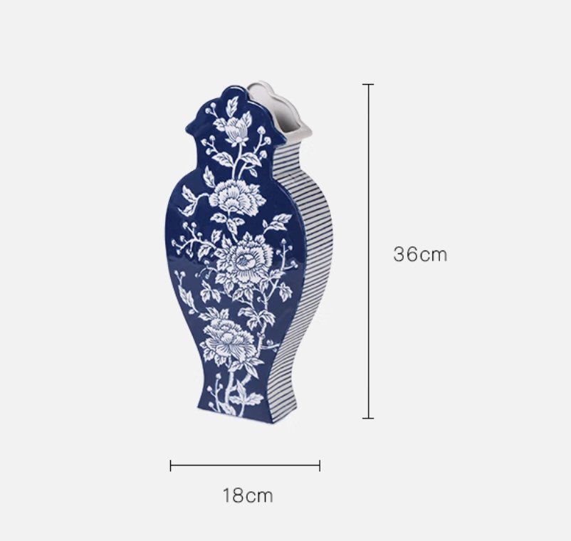 Jingdezhen Blue and White Porcelain Double - Sided Vase - Mulantique