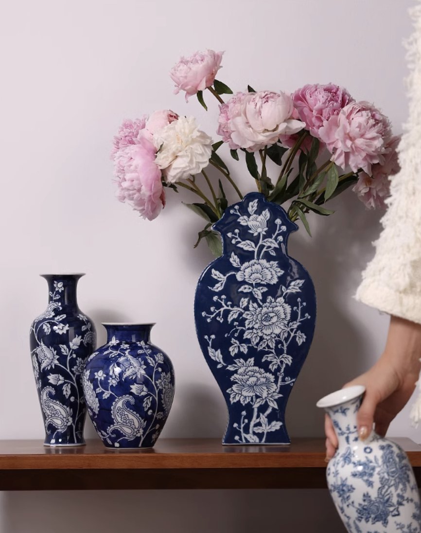 Jingdezhen Blue and White Porcelain Double - Sided Vase - Mulantique