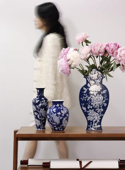 Jingdezhen Blue and White Porcelain Double - Sided Vase - Mulantique