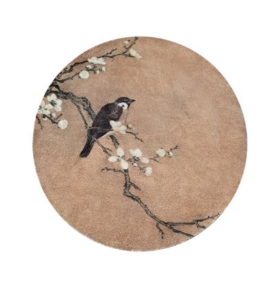 Magnolia and Spring Magpie Oriental Floral & Bird Handwoven Round Rug - Mulantique