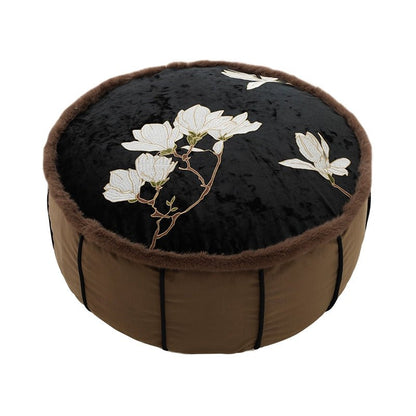 Mulan Floral Pattern Embroidered Ottoman - Mulantique