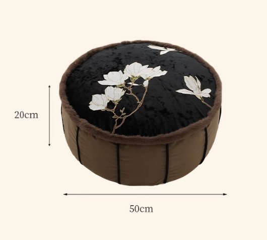 Mulan Floral Pattern Embroidered Ottoman - Mulantique