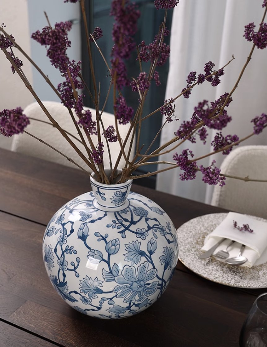 Serenity Series Blue and White Porcelain Vase - Mulantique