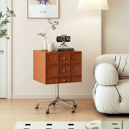 Solid Wood Storage Cabinet with Adjustable Lift and Rotating Design - Mulantique