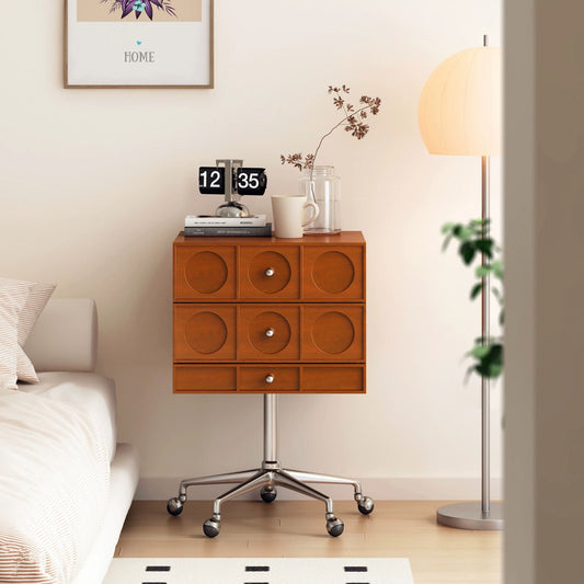 Solid Wood Storage Cabinet with Adjustable Lift and Rotating Design - Mulantique