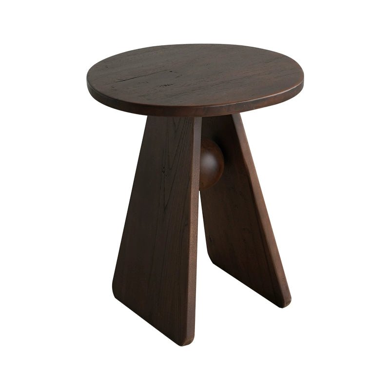 Vintage Solid Wood Round Side Table - Mulantique