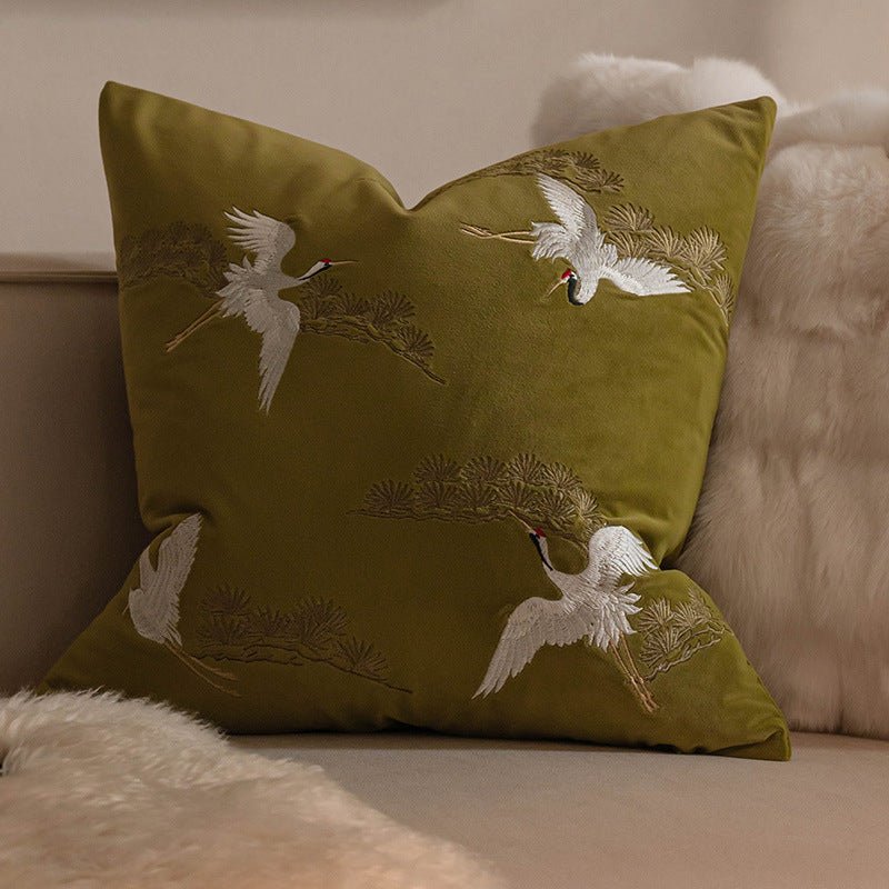 Vintage - Style Embroidered Throw Pillow - Mulantique