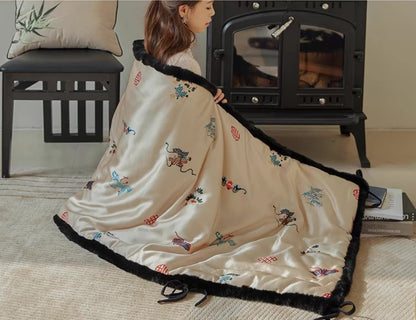 White Dragon Throw Blanket - Mulantique